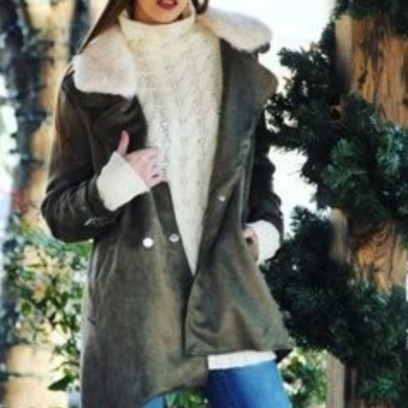 OLIVE SUEDE JACKET - Picture 1 of 3